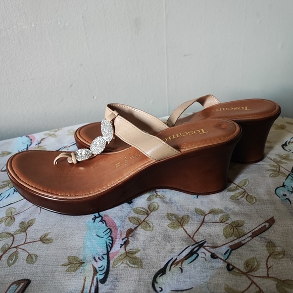 Toscanella Dazzler Italian Rhinestone Wedges Size 8.5 8 1/2 Made in Italy - Picture 2 of 10